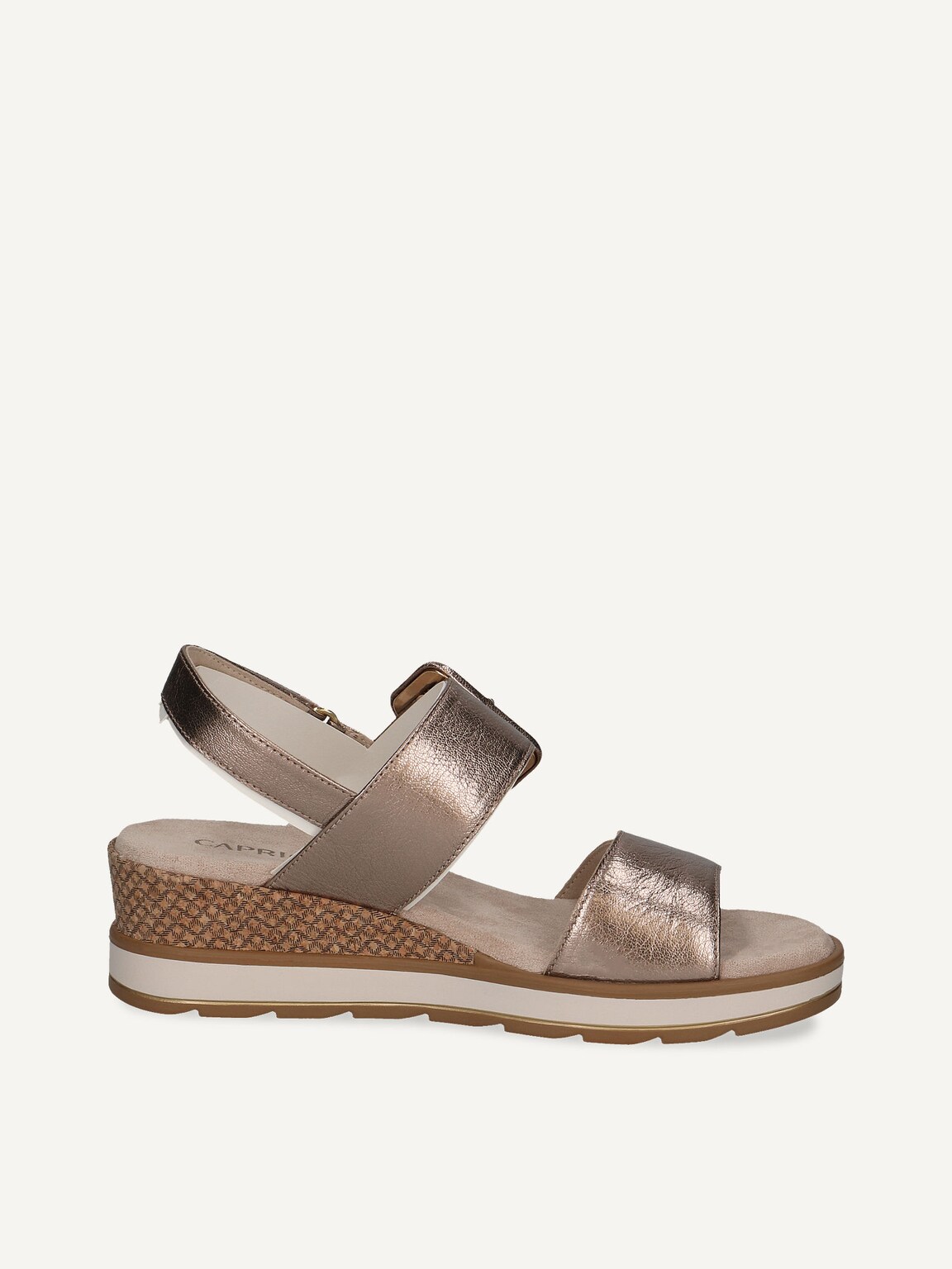 Caprice, Leather Heeled sandal - brown TAUPE METALLIC, image 3 of 5