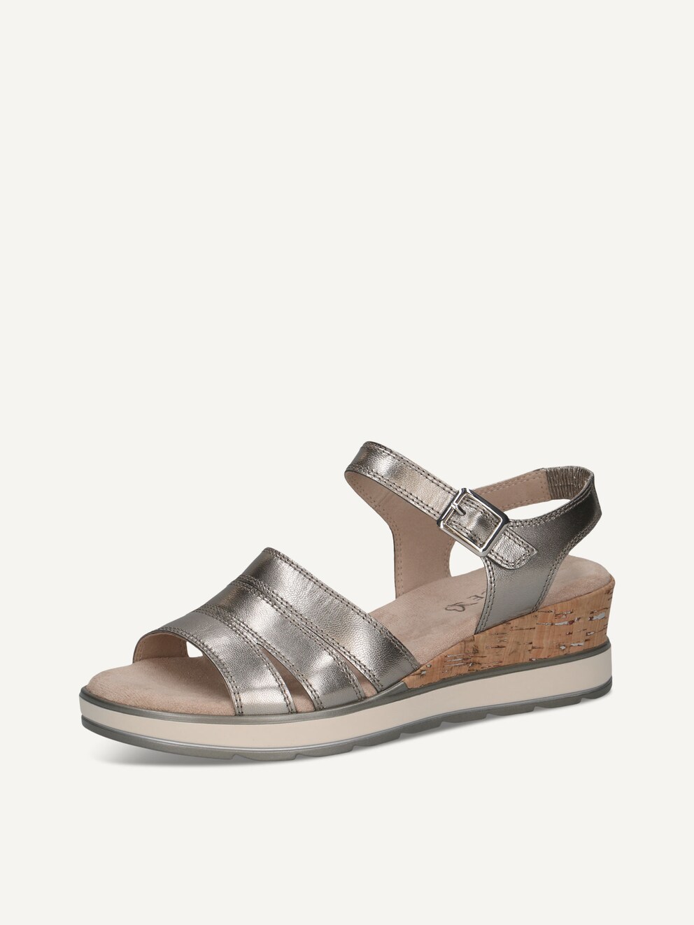 Caprice, Leather Heeled sandal - metallic STONE METALLIC, image 1 of 6