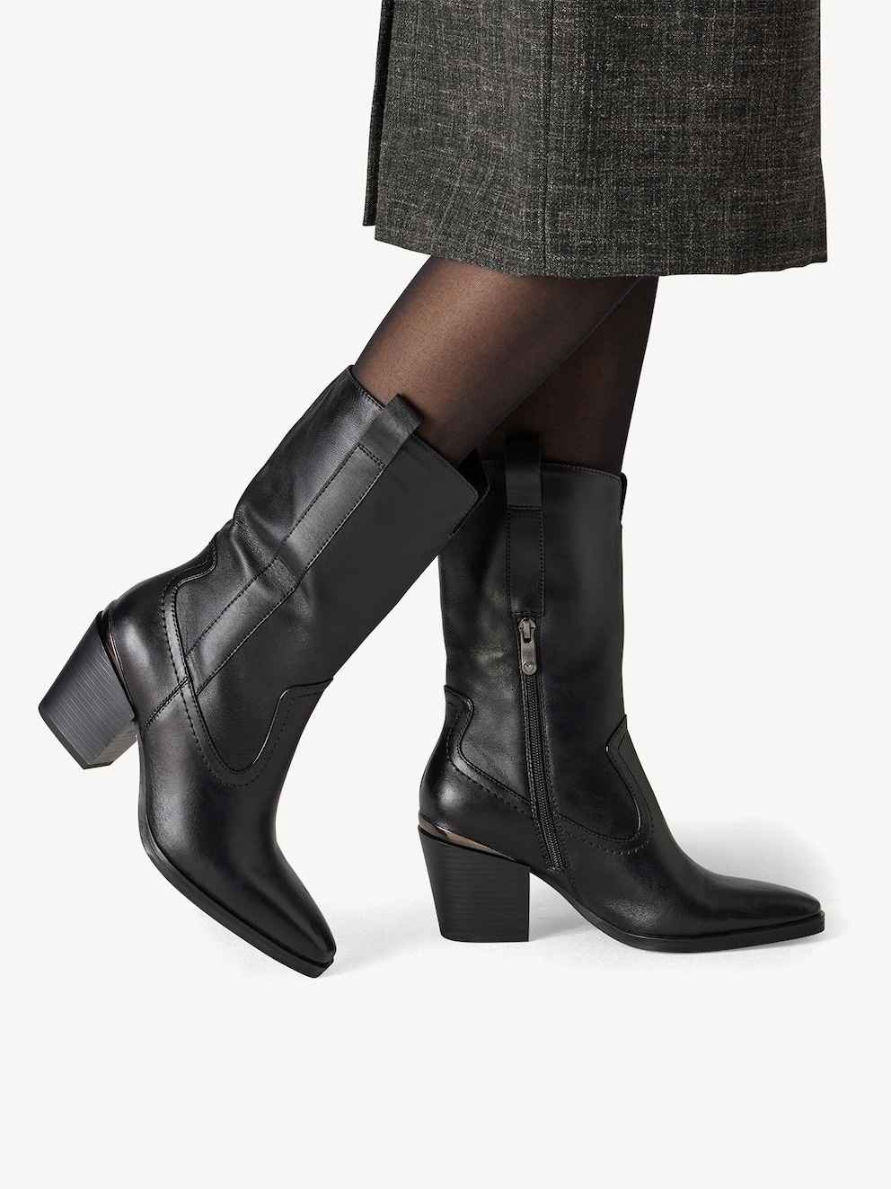 Marco Tozzi, Leather Bootie - black, BLACK NAPPA, Image 2 of 7