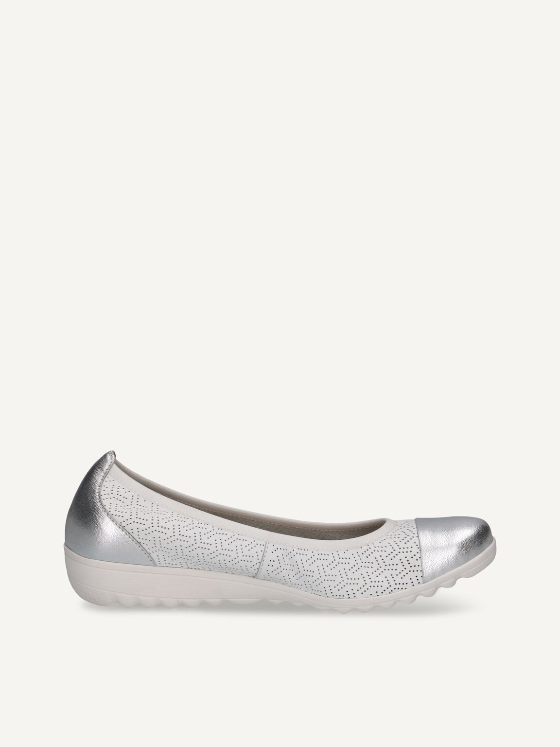 Caprice, Leather Ballerina - white WHITE/SILVER, image 4 of 6