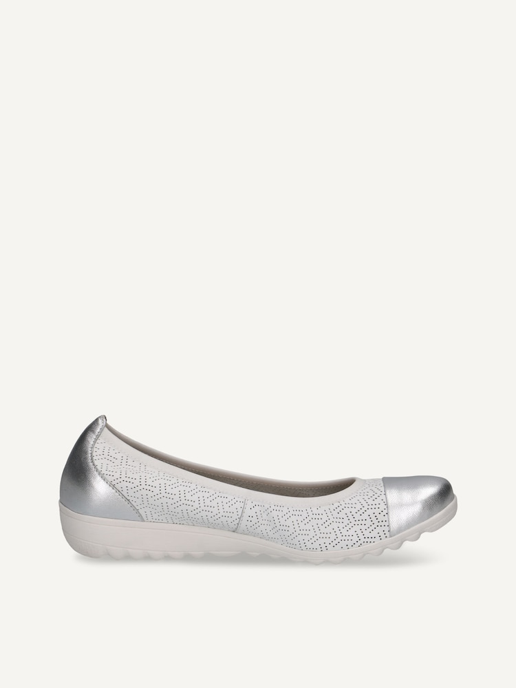 Caprice, Leather Ballerina - white WHITE/SILVER, image 4 of 6