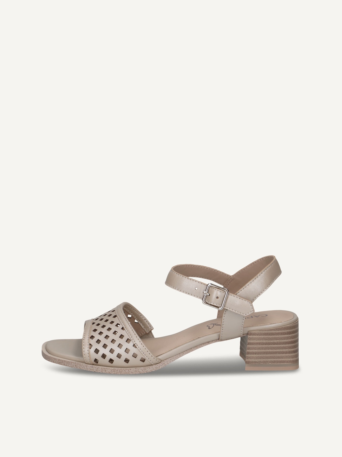 Caprice, Leather Heeled sandal - grey STONE PERLATO, image 2 of 5