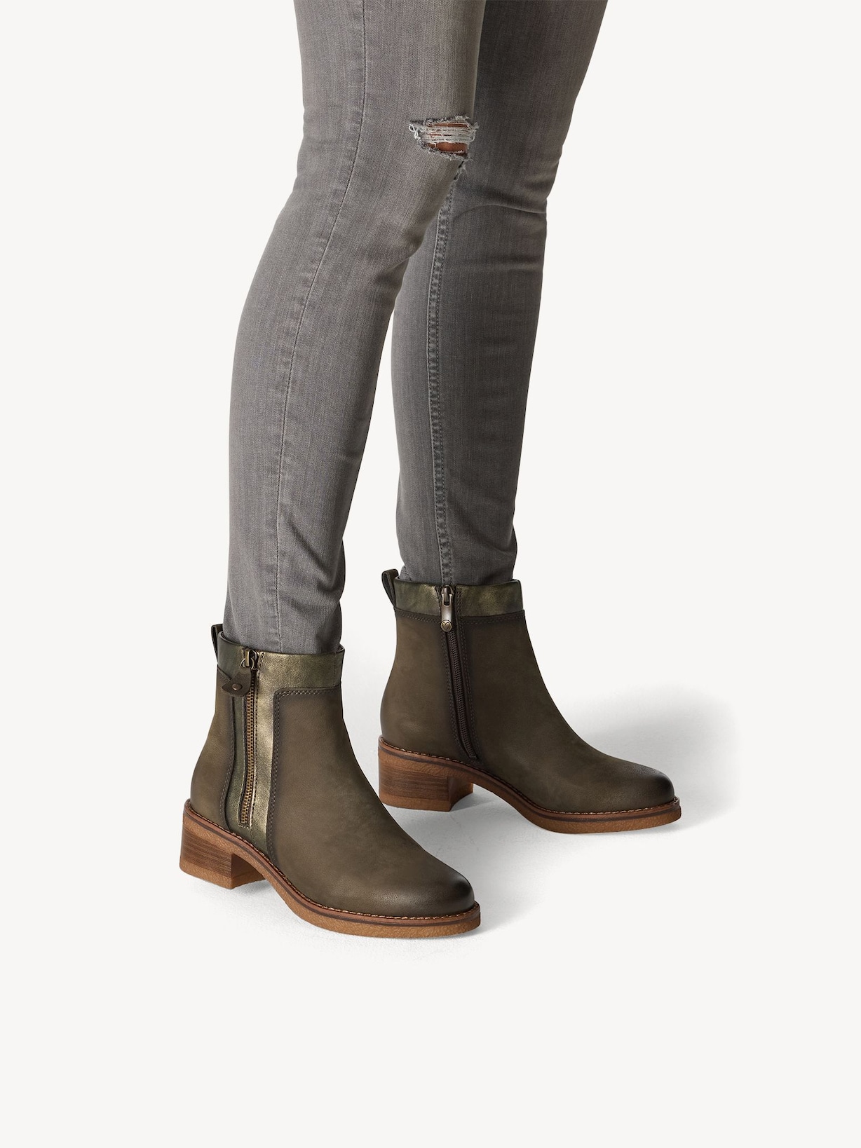 Marco Tozzi, Kotníčková obuv - khaki KHAKI COMB, obrázek 2 z 7