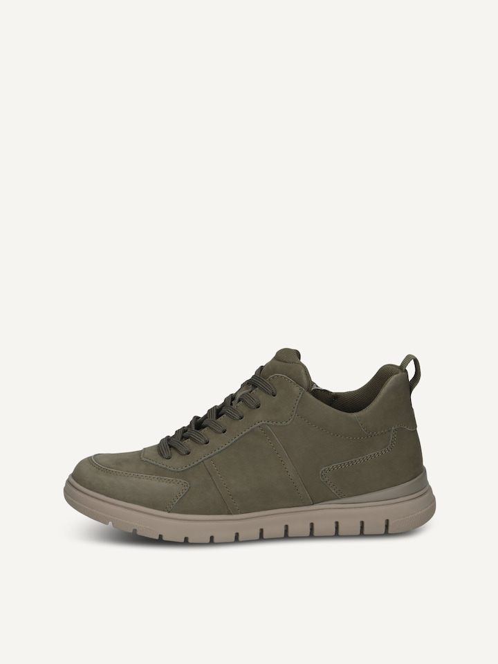Caprice, Leather Sneaker - green KHAKI NUBUC
