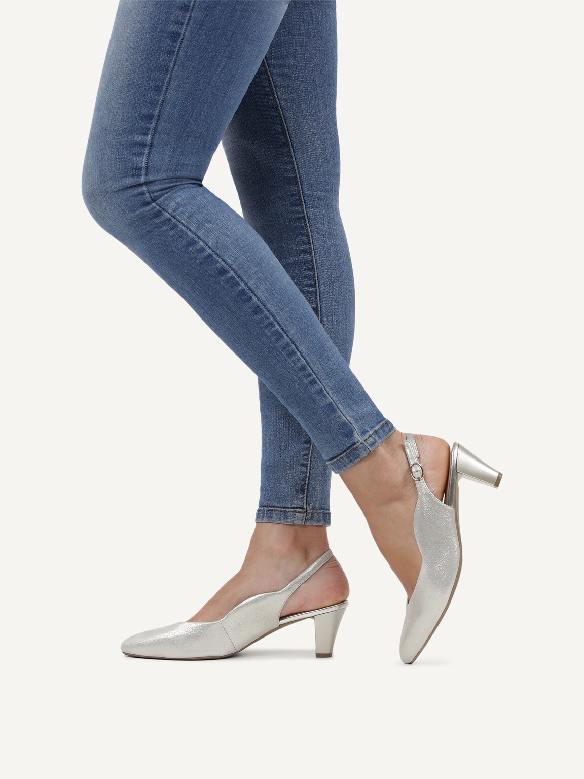 Caprice, Leather sling pumps - metallic CHAMPAGNE, image 2 of 6