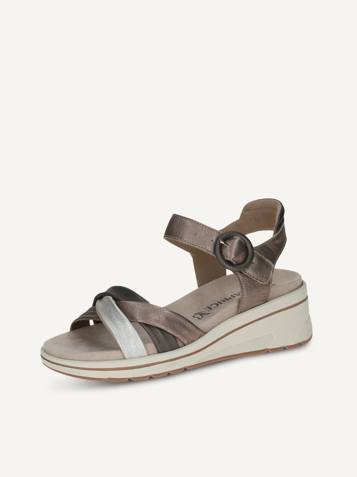 Caprice, Leather Heeled sandal - brown TAUPE MET.COMB, image 1 of 5