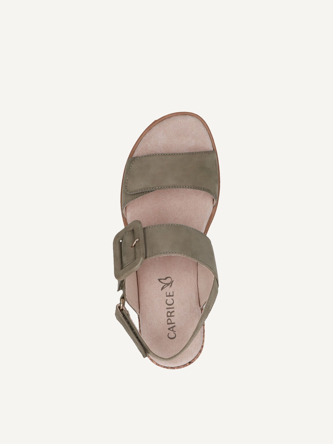 Caprice, Leather Heeled sandal - khaki OLIVE NUBUC, image 6 of 6