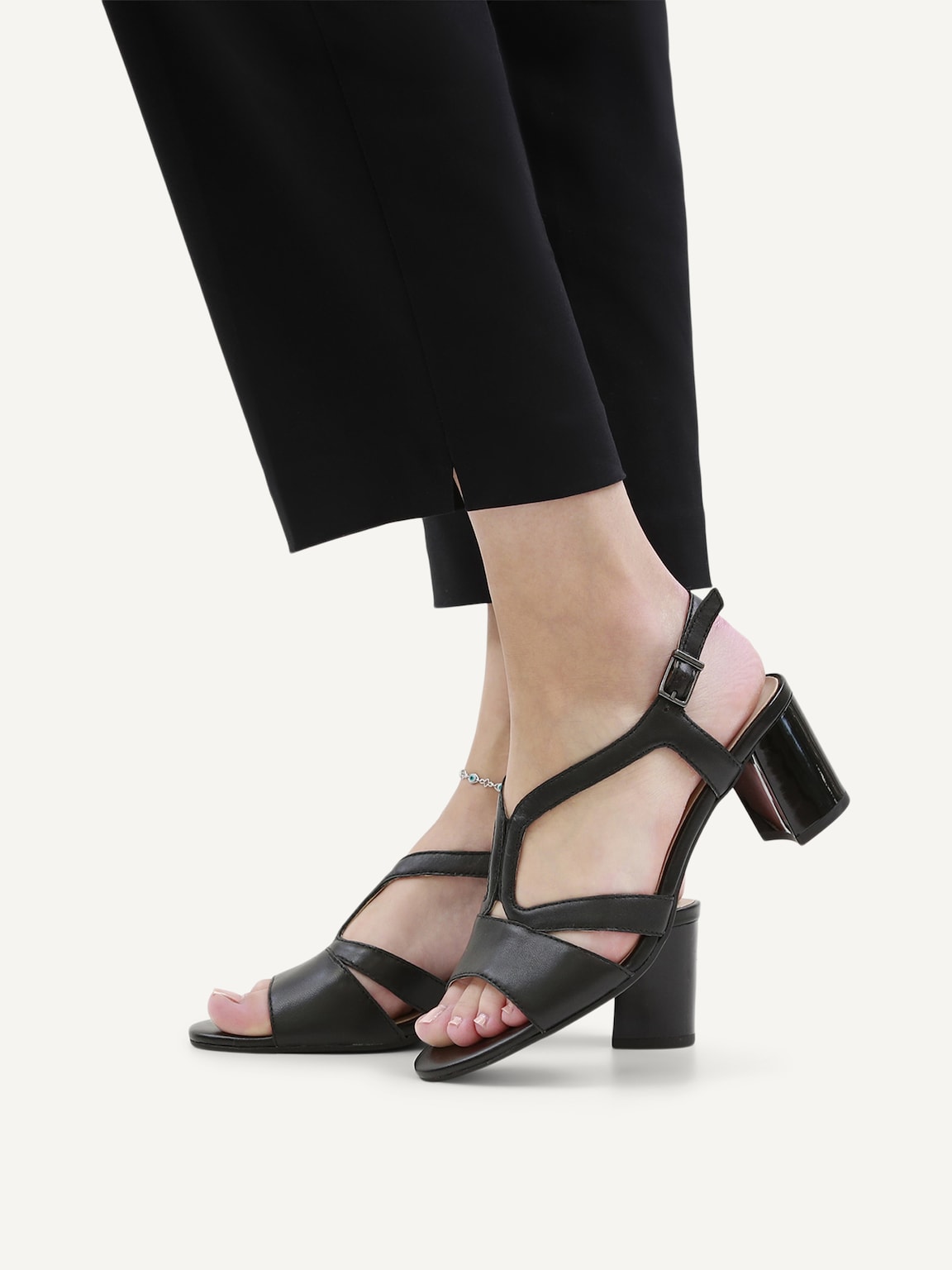 Caprice, Leather Heeled sandal - black BLACK NAPPA, image 2 of 6