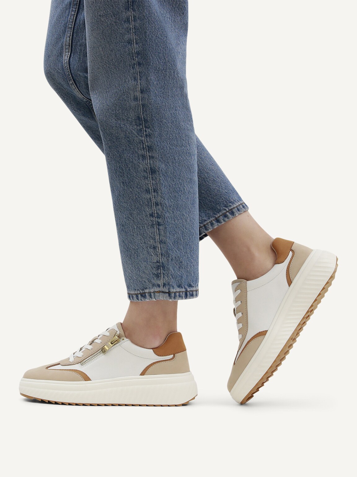 Caprice, Leather Sneaker - white WHITE/SAND, image 2 of 6