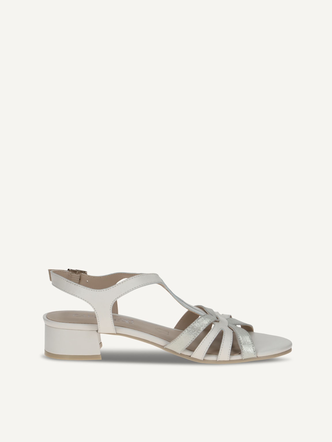 Caprice, Leather Heeled sandal - white OFFWH/SILVER, image 3 of 5