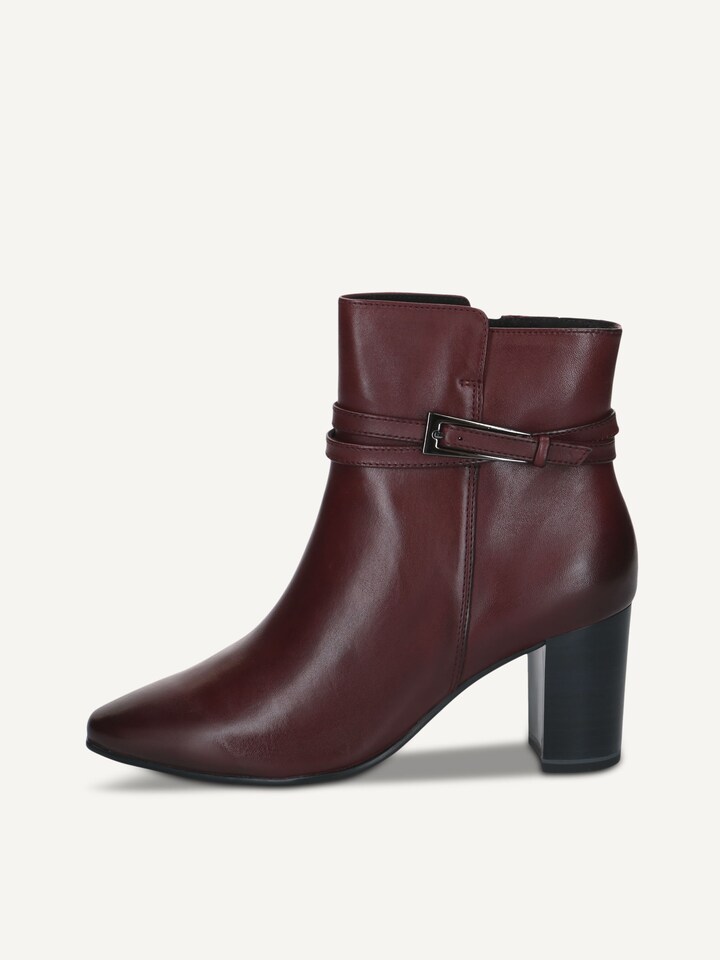 Caprice, Bottine en cuir - rouge BORDEAUX NAPPA