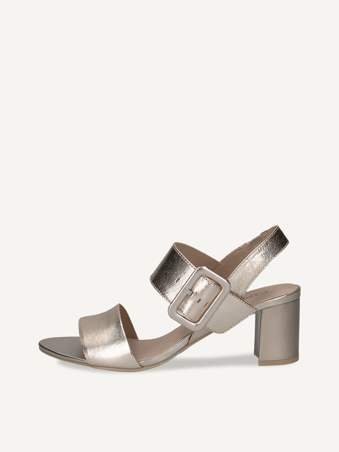 Caprice, Leather Heeled sandal - metallic PLATIN METAL., image 2 of 5