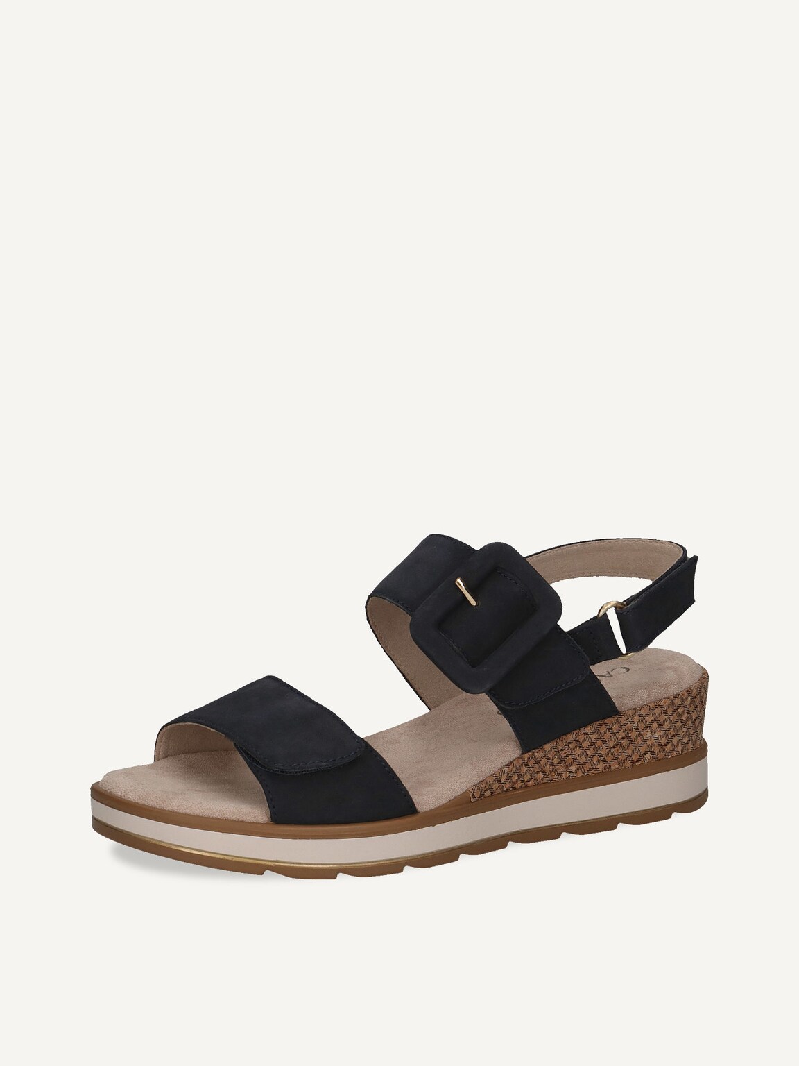 Caprice, Leather Heeled sandal - blue OCEAN NUBUC, image 1 of 5