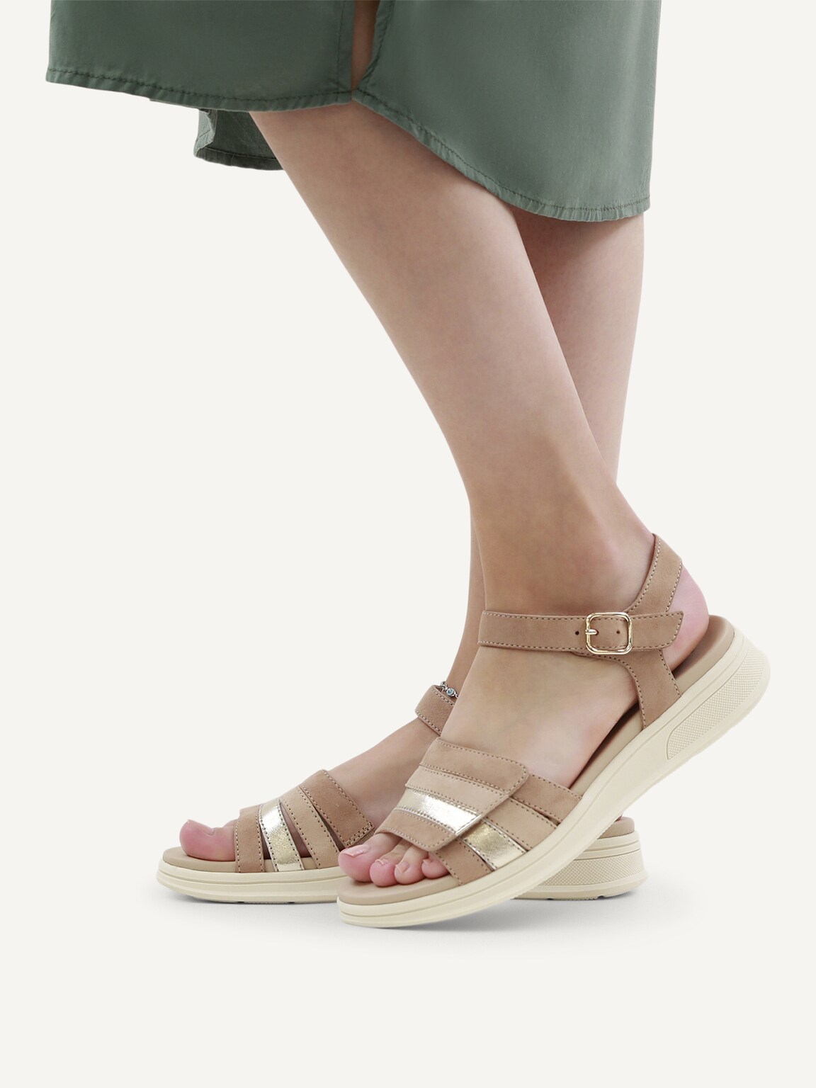 Caprice, Leather Sandal - beige SAND COMB, image 2 of 6