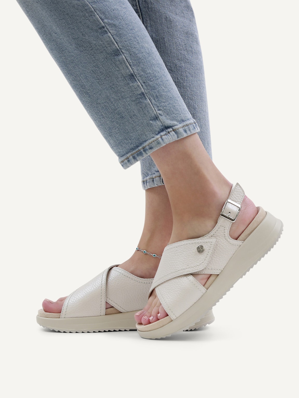 Caprice, Leather Sandal - white PEARL PERL DEE, image 2 of 6
