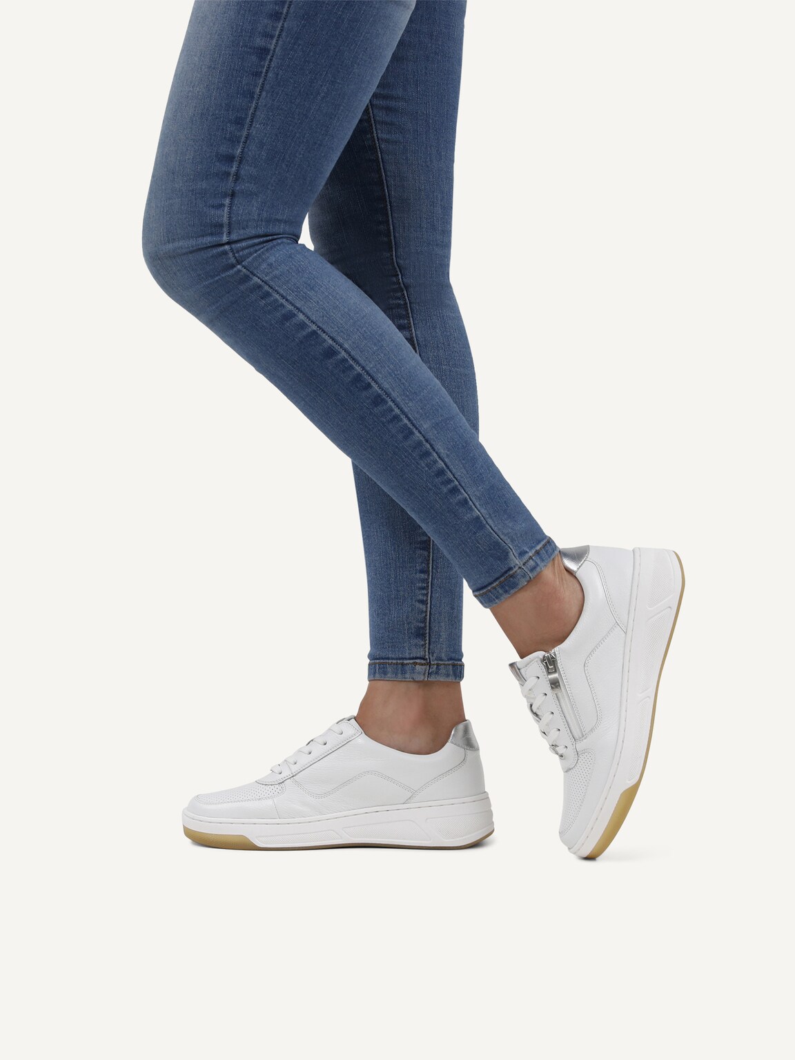 Caprice, Leather Sneaker - white WHITE/SILVER, image 2 of 6