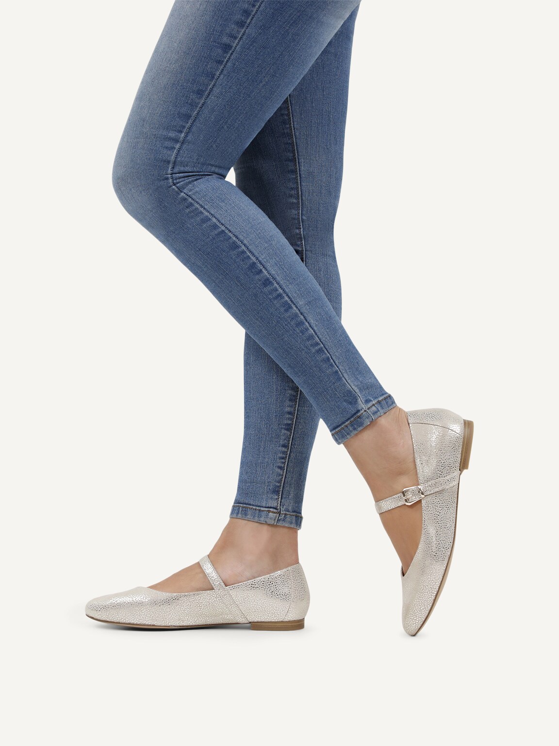 Caprice, Leather Ballerina - offwhite OFFWH/LT GOLD, image 2 of 6