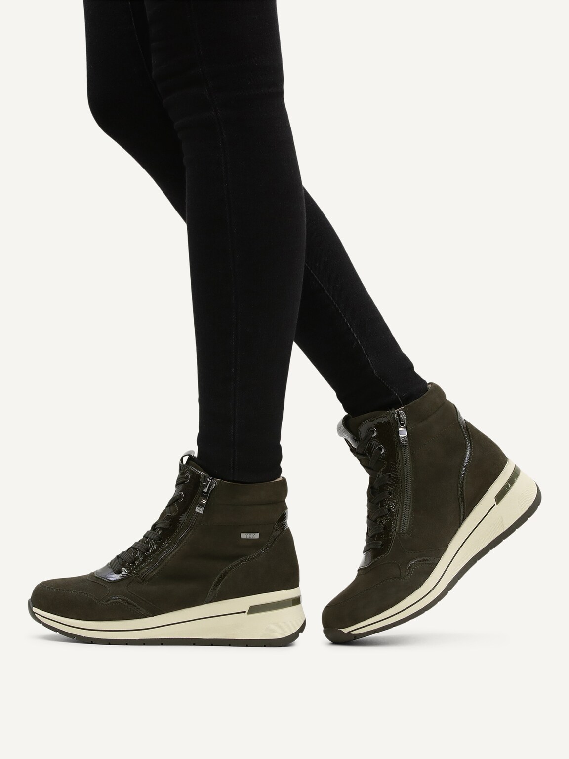 Caprice, Leather Bootie - khaki warm lining KHAKI COMB, image 2 of 6