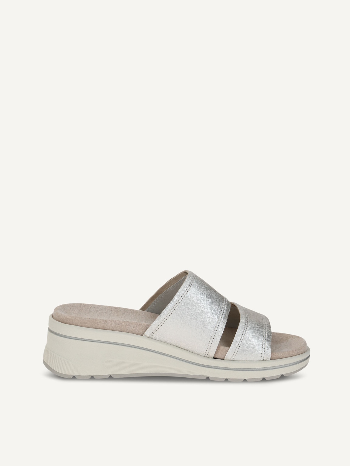 Caprice, Leather Mule - metallic PLATIN METAL., image 3 of 5