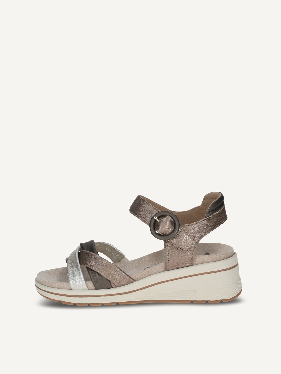 Caprice, Leather Heeled sandal - brown TAUPE MET.COMB, image 2 of 5
