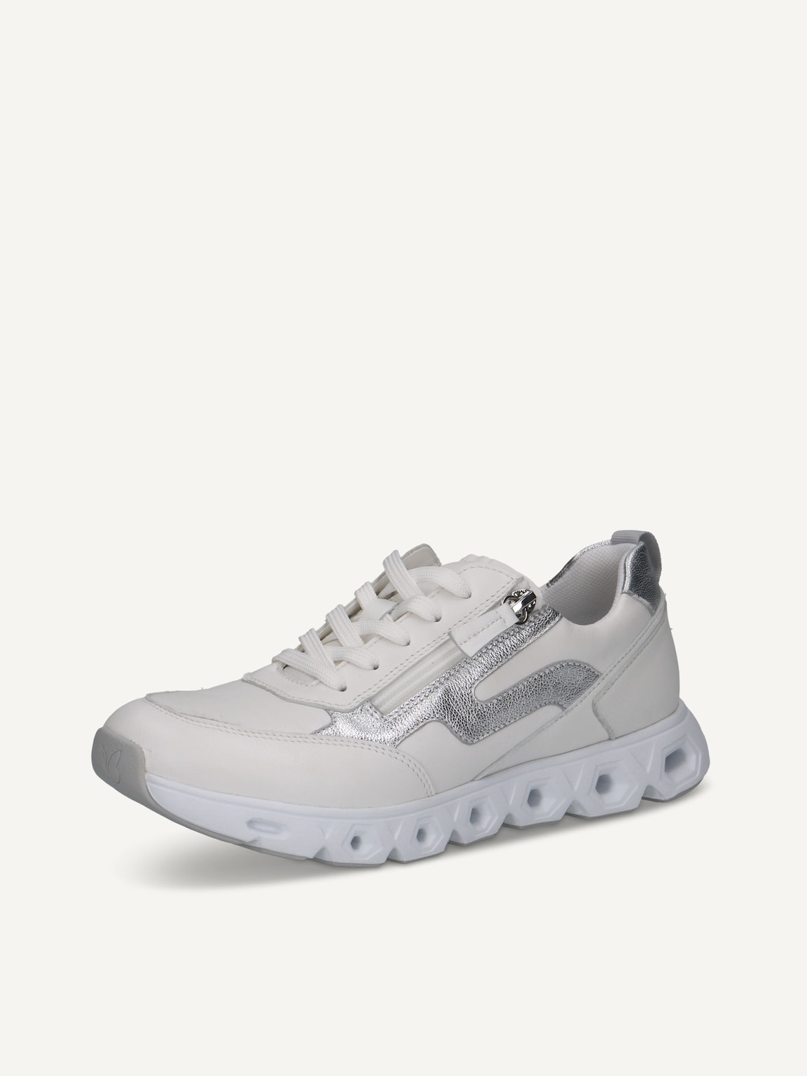 Caprice, Leather Sneaker - white WHITE/SILVER, image 1 of 6