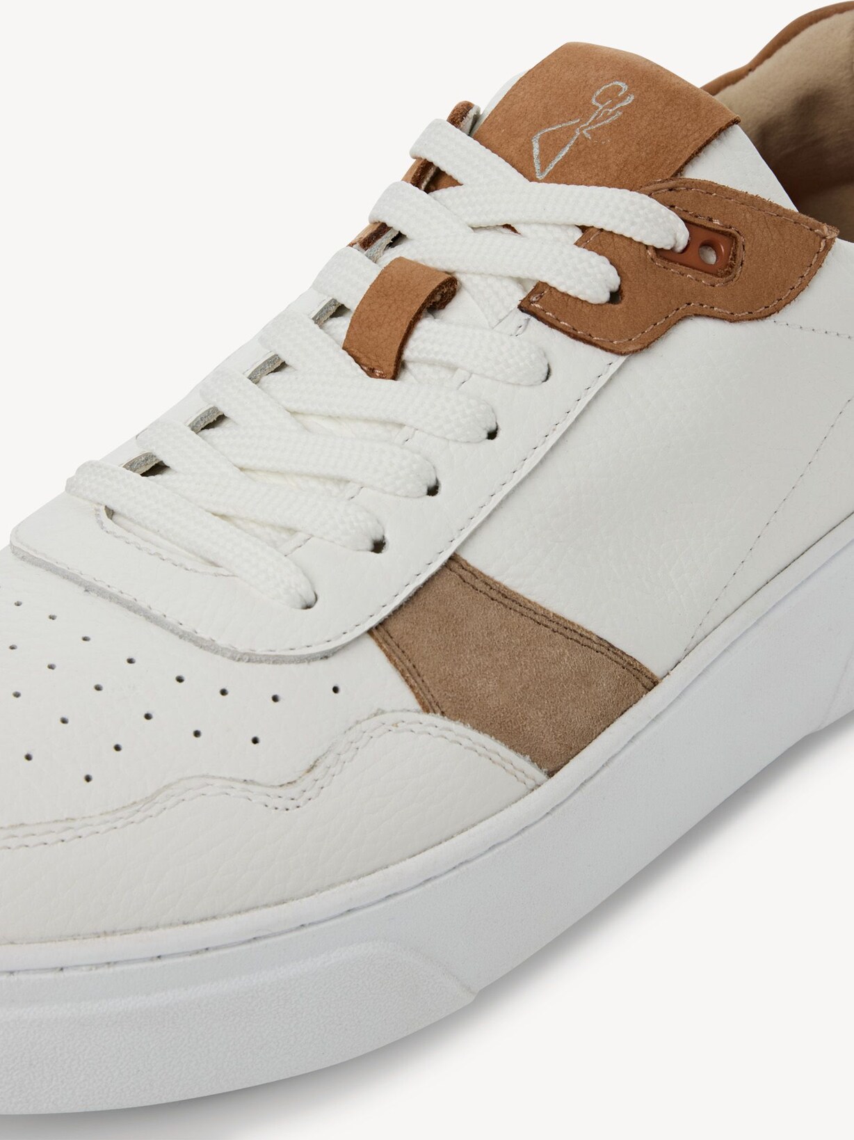 Marco Tozzi, Leather Sneaker - white WHITE/NUT, image 4 of 6