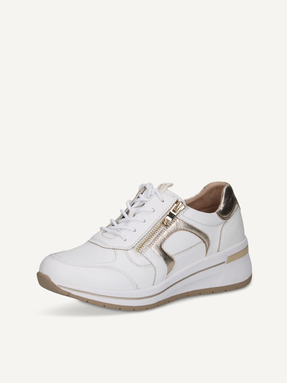 Caprice, Leather Sneaker - gold WHITE/LT GOLD, image 1 of 6