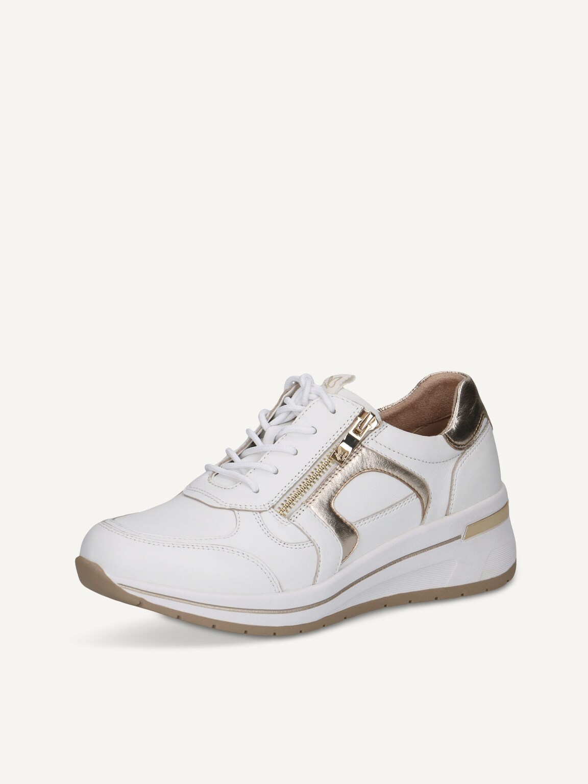 Caprice, Leather Sneaker - gold WHITE/LT GOLD, image 1 of 6