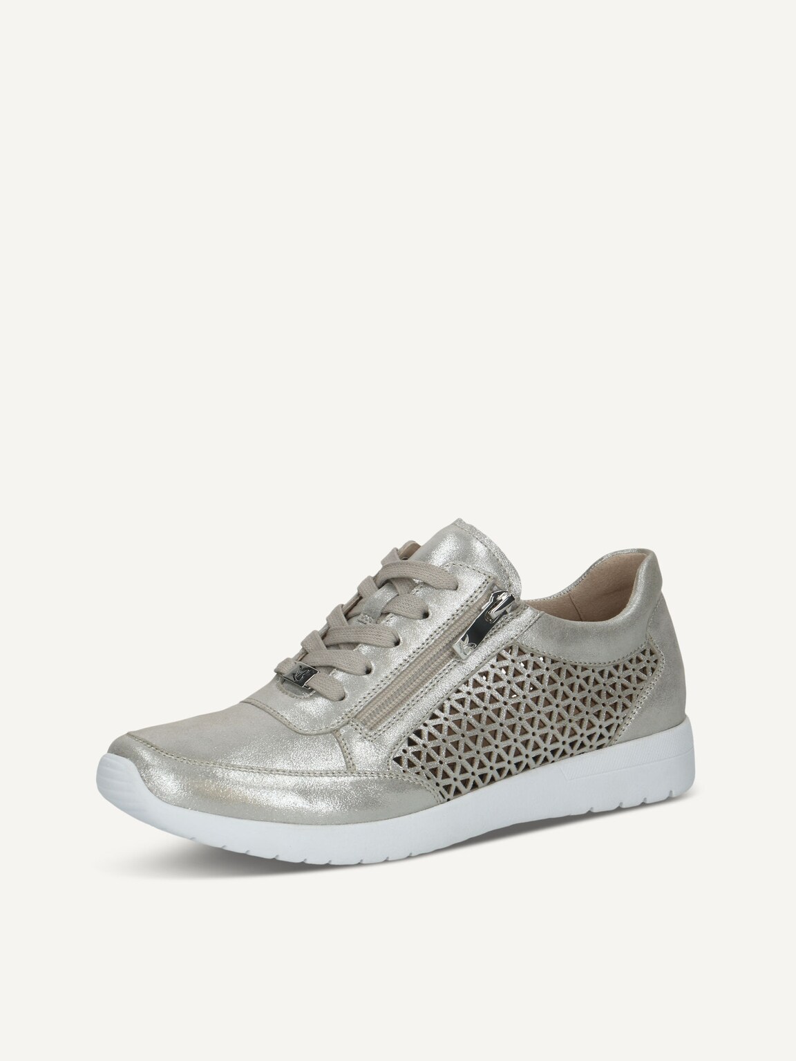 Caprice, Leather Sneaker - metallic SILVER SUE MET, image 1 of 5
