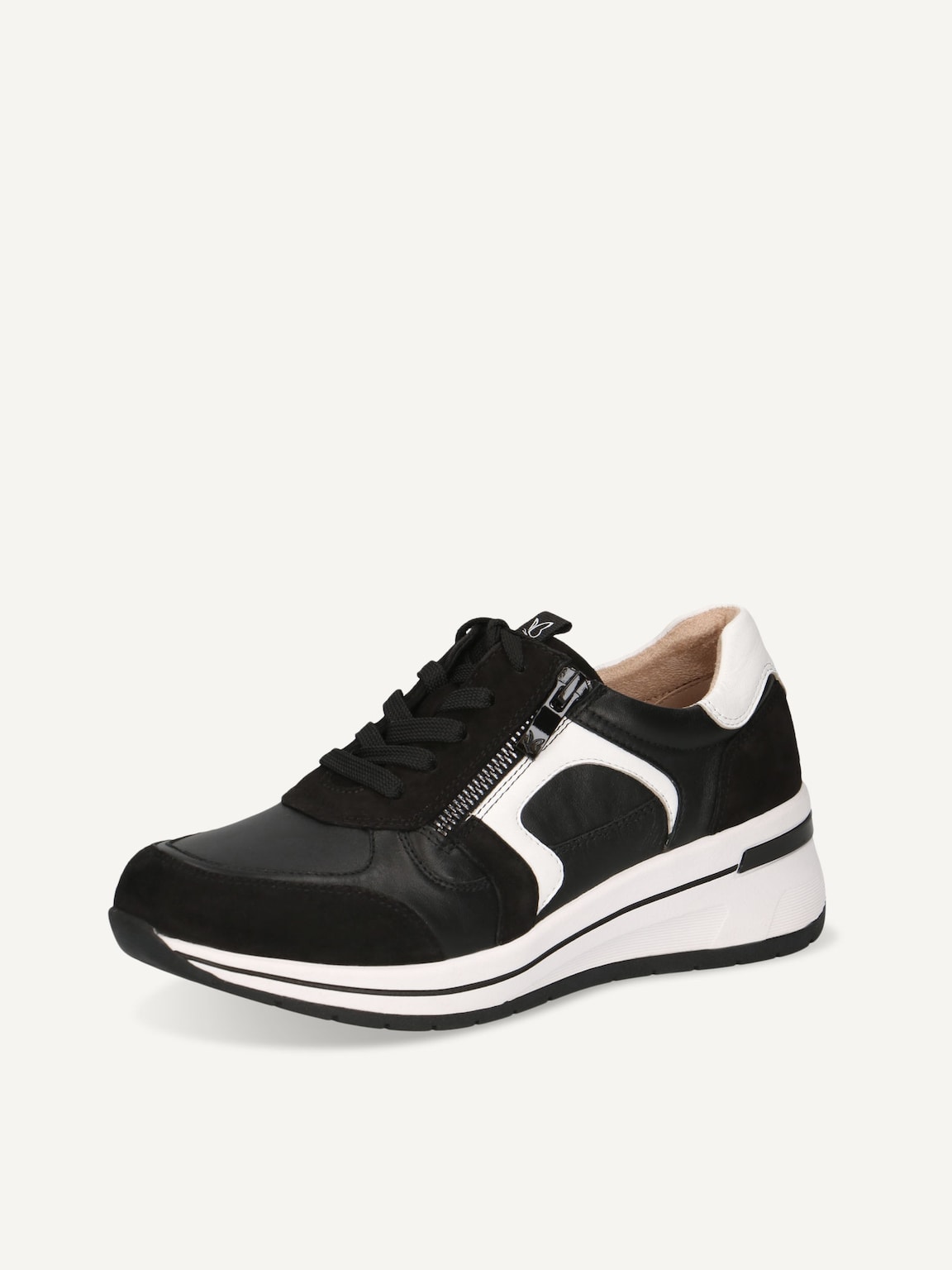Caprice, Leather Sneaker - black BLACK/WHITE, image 1 of 5