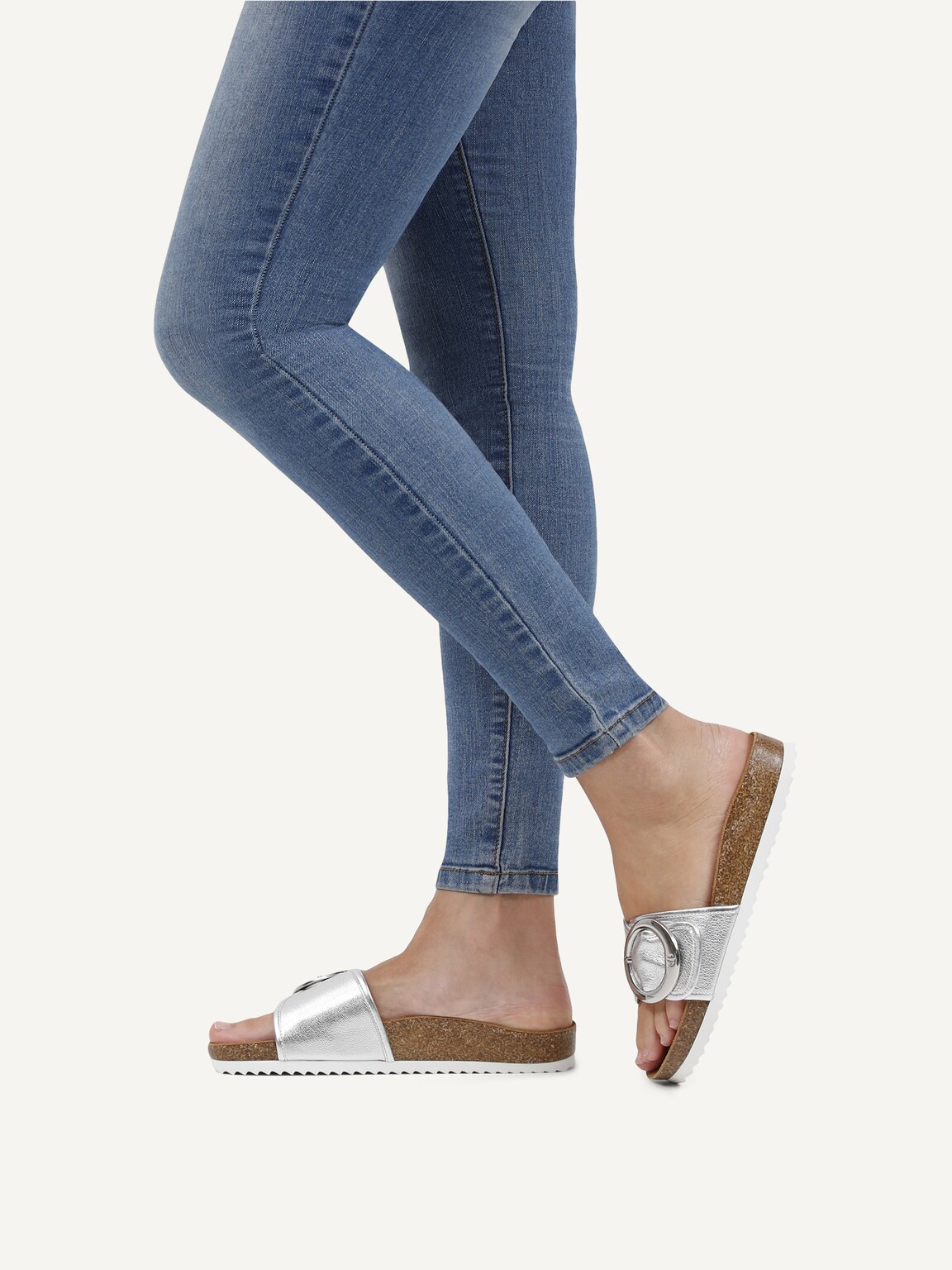 Caprice, Leather Mule - silver SILVER METAL., image 2 of 6