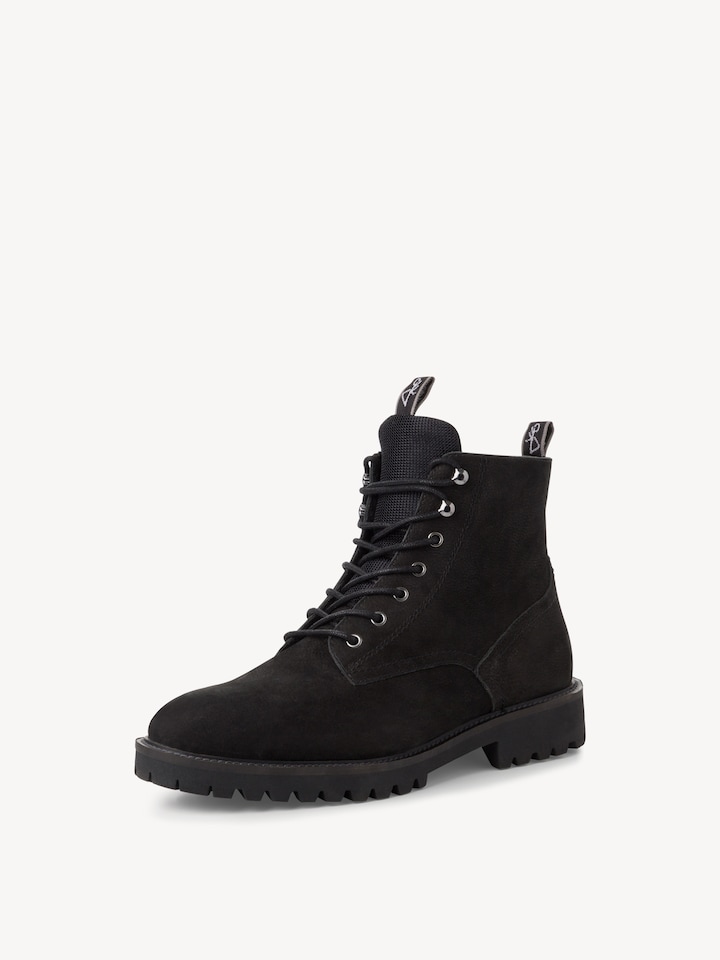 Marco Tozzi, Leren Enkellaarsje - zwart warme voering BLACK NUBUCK
