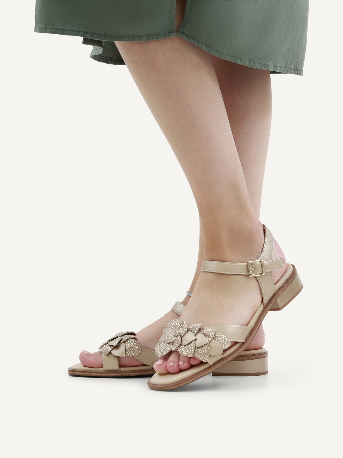 Caprice, Leather Heeled sandal - grey STONE PERL COM, image 2 of 6