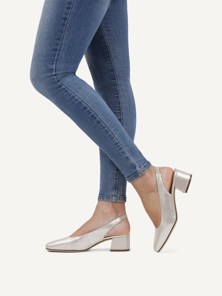 Caprice, Leather sling pumps - brown TAUPE METALLIC, image 3 of 7