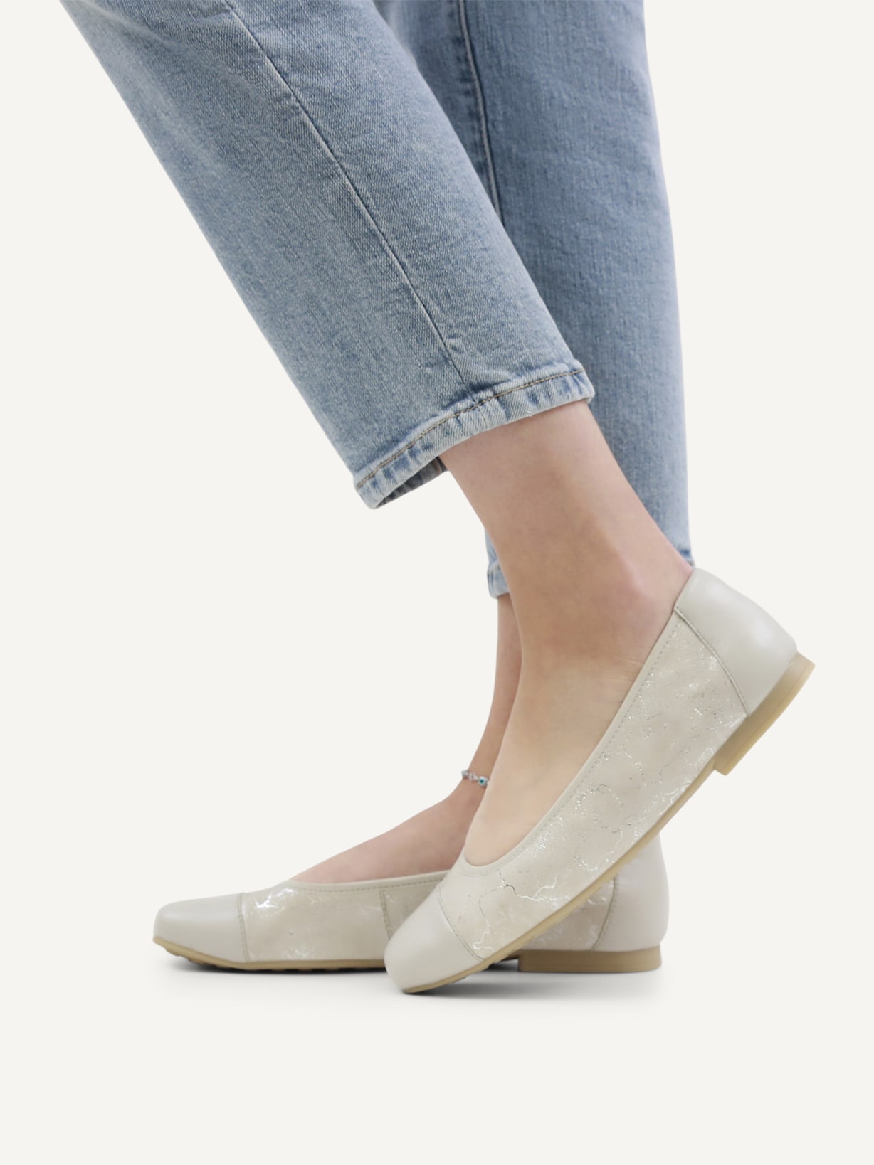 Caprice, Ballerine en cuir - blanc WHITE/LT.GREY, image 2 sur 6