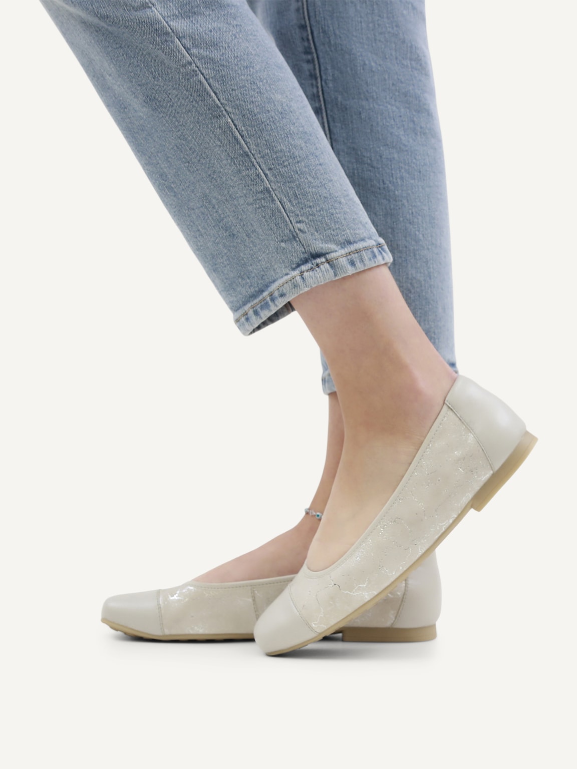 Caprice, Leather Ballerina - white WHITE/LT.GREY, image 2 of 6