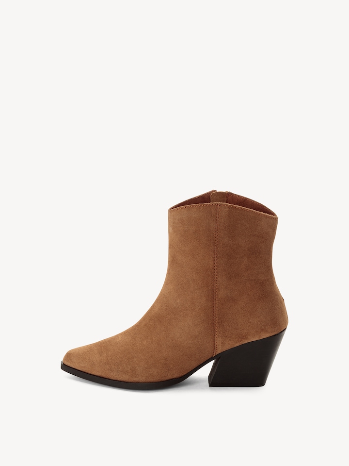 Marco Tozzi, Leather Bootie - brown, CAMEL