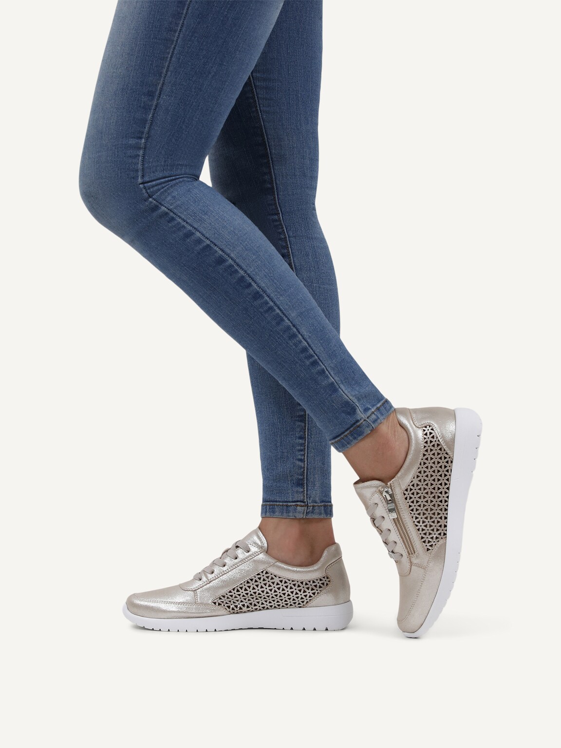 Caprice, Leather Sneaker - brown TAUPE METALLIC, image 2 of 6
