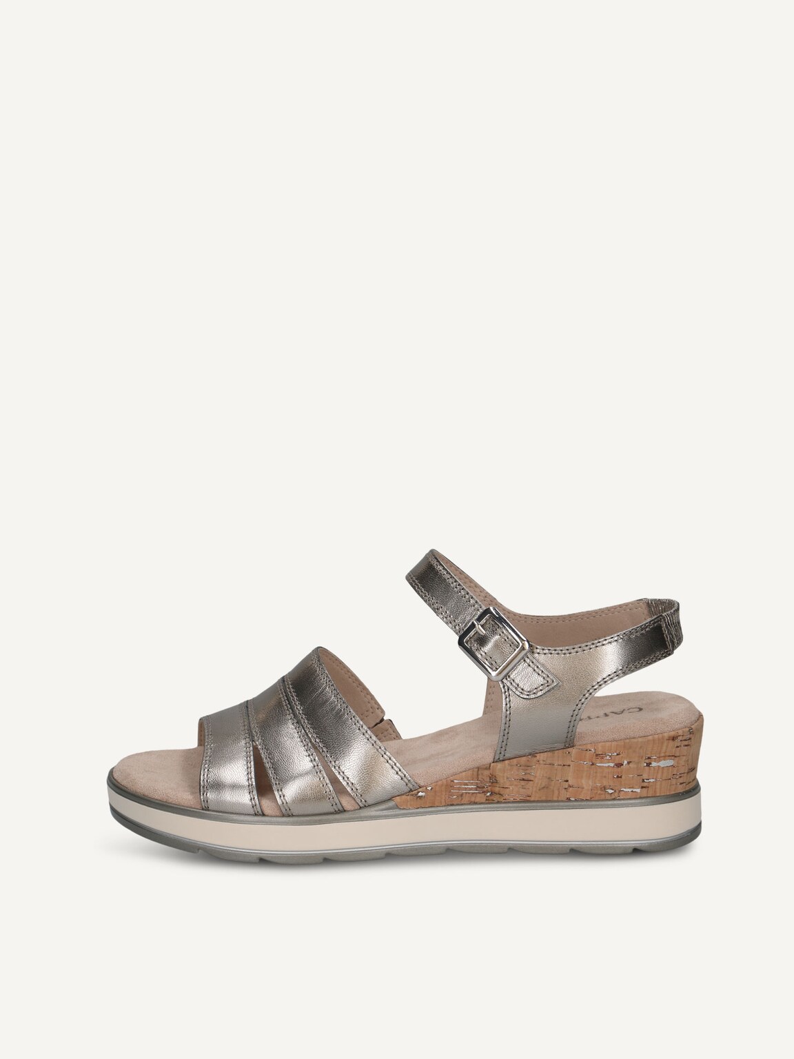 Caprice, Leather Heeled sandal - metallic STONE METALLIC, image 3 of 6