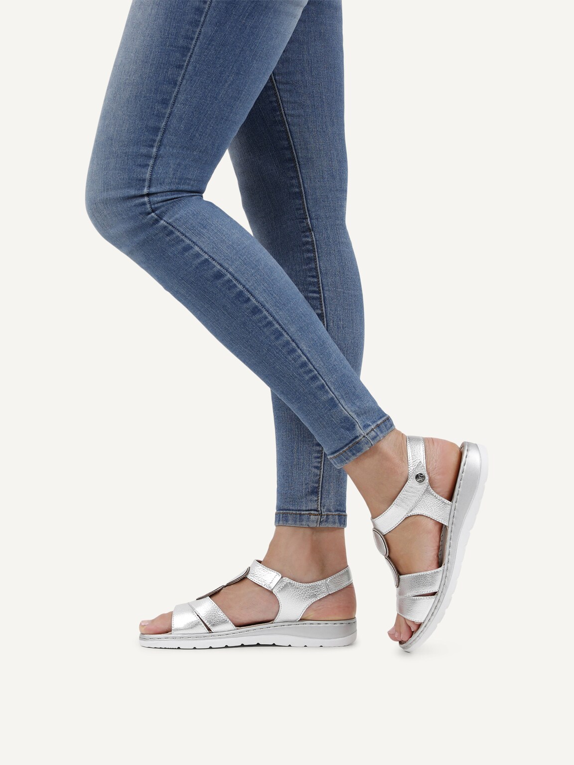 Caprice, Leather Heeled sandal - silver SILVER METAL., image 2 of 6