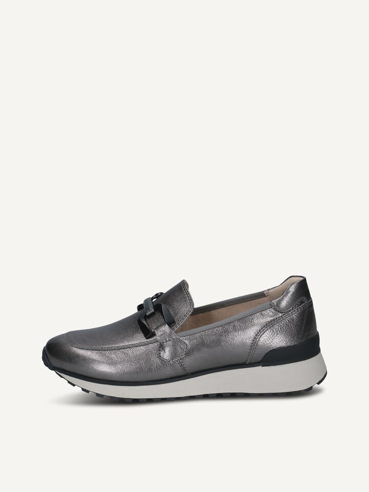 Caprice, Leather Slipper - grey DK GREY METAL.