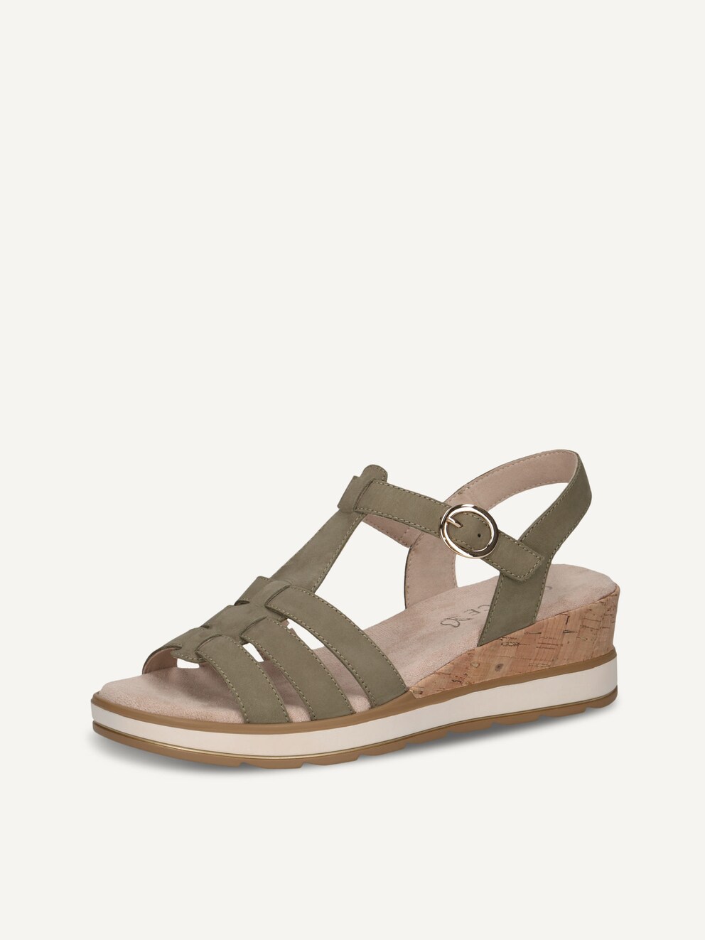 Caprice, Leather Heeled sandal - khaki OLIVE NUBUC, image 1 of 6