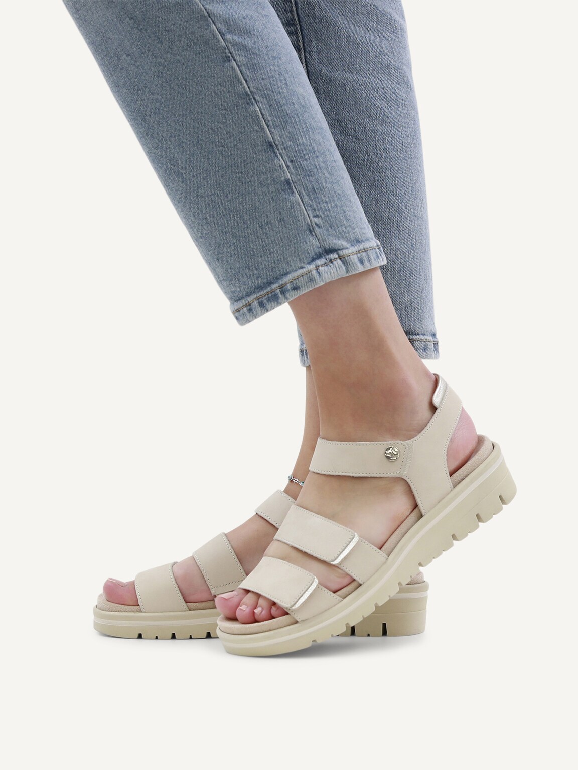 Caprice, Leather Sandal - white SNOW COMB, image 2 of 6