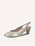 Selected, Caprice, Leather sling pumps - metallic CHAMPAGNE